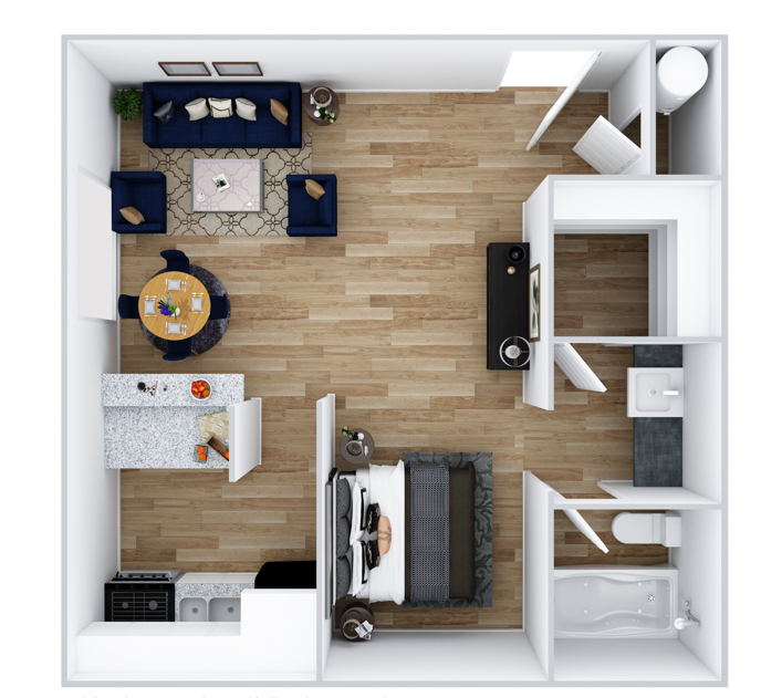 Studio 1 bath floor plan at Summers Point Apartments, Glendale, Arizona